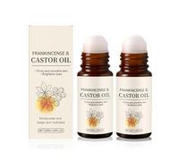 Organic Castor Oil Roll On with Frankincense, rouleau pour le visage à l'huile de ricin pour raffermir les ridules, soin hydratant pressé à froid pour le dessous des yeux, du visage et du cou (2pc)