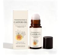 Organic Castor Oil Roll On with Frankincense, rouleau pour le visage à l'huile de ricin pour raffermir les ridules, soin hydratant pressé à froid pour le dessous des yeux, du visage et du cou (1pc)