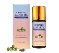 Organic Castor Oil with Rose Quartz Roller,Huile de Ricin Bio Pressee a Froid,Cold-Pressed,Organic Castor Oil Roll On Rose Quartz,Amber Glass Bottle for Skin, Pour visage, Cernes, Ridules, Yeux, 50ML