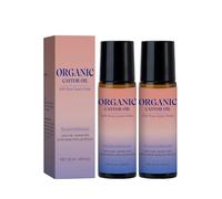 Organic Castor Oil With Rose Quartz Roller, Organic Castor Oil Roll On Face, 100 % pressée à froid, Huile pour le visage Roll-On pour une hydratation et un lissage en profondeur de la peau (2)