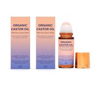 Organic Cold Pressed Castor Oil Roll-On with Rose Quartz Roller, 50ml | Multipurpose Natural Castor Oil, Gentle Care for Face, Body, Hair, Lashes & Eye Area, All Skin Types