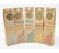 Organic Goodness Lot de 5 cônes d'encens Jumbo - 5 parfums : vanille, cannabis, patchouli, sang de dragon, lavande - 12 cônes par boîte avec brûleur céramique - aromathérapie naturelle pour la maison
