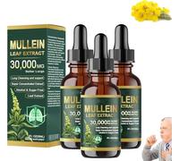 Organic Lung Cleansing Mullein Leaf Extract Drops,Mullein Drops for Lungs,Mullein Leaf Extract for Lungs,Cleanse and Respiratory Support,Natural Formula,for Men & Women (3 Pcs)