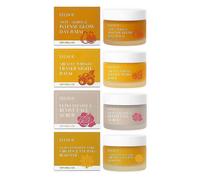 Organic Mature Women Skin Care Set - Rose Revive Face Scrub, Anti-Aging & Intense Glow Day Balm, Anti-wrinkle Night Balm, and Dark Circles & Eye Bag R