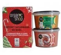 Organic Shop Coffret Gourmand de Noël Sucre d'Orge et Pain d'Épices 2 Gommages Corps - Coffret 2 x 250 ml