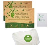 OrganicMom® Lot de 2 x 15 torchons lavables en bambou avec filet à linge, lingettes humides lavables durables de remplacement pour lingettes humides jetables, débarbouillettes bébé en bambou