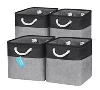 OrganiHaus Bacs de Rangement Cubiques 28x28 lot de 4, Paniers Cubes en Tissu avec Poignées en Corde, Cubes de Rangement Pliables pour Bibliothèque Kallax, Panier pour Chambre d'enfant, Gris noir