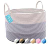 OrganiHaus Grand Panier Rangement Jouet, Panier Linge Sale Enfant, Bac a Linge Sale, Panier Rangement Salon, Panier en Corde de Coton, Corbeille a Linge Enfant 50X33, Gris