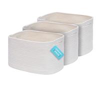 OrganiHaus Lot de 3 Panier Rangement Bébé, Panier Rangement Salle de Bain, Panier en Corde de Coton pour Decoration Chambre Bebe, Panier de Rangement pour Livres et Jouets, Blanc