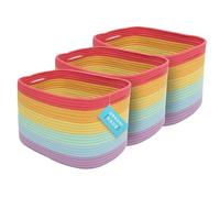 OrganiHaus Lot de 3 paniers de rangement tissés arc-en-ciel, bacs de rangement décoratifs pour enfants et salles de classe, panier de rangement coloré pour jouets pour salle de jeux - 37,5x22,5x25 cm