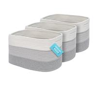 OrganiHaus Lot de 3 Paniers de Rangement Tissés pour Étagères, Bacs de Rangement Décoratifs pour Placard, Paniers D'organisation, Panier de Rangement pour Jouets - Gris, 37,5x22,5x25 cm