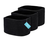 OrganiHaus Lot de 3 Paniers de Rangement Tissés pour Étagères, Bacs de Rangement Décoratifs pour Placard, Paniers D'organisation, Panier de Rangement pour Jouets - Noir, 37,5x22,5x25 cm