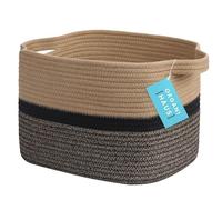 OrganiHaus Panier Rangement Bébé, Panier Rangement Salle de Bain, Panier en Corde de Coton pour Decoration Chambre Bebe, Panier de Rangement pour Livres et Jouets 35x23, Noire/Miel