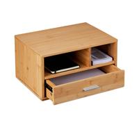 Relaxdays Organisateur Bureau, 1 tiroir, 2 Compartiments, HxLxP: 22 x 40 x 31 cm, Bambou, Espace de Travail, Nature