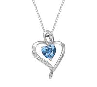 Organisateur Chaîne Étui Bijoux Jewelry For Women Wife Heart Birthstone I Love You Necklace For Women Wedding Anniversary Birthday Wife Women's Jewelry Pendant Organisateur (Blue, One Size)