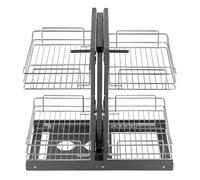 Organisateur Coulissant d'Angle à Ouverture Minimum 380 cm-VEVOR- pour Placard de Cuisine à 2 Niveaux et 4 Étagères-60,5x45,5 cm