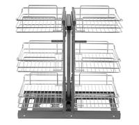 Organisateur coulissant d'angle - VEVOR - YG-XGW-4-9-3 - Ouverture 38 cm - 3 niveaux / 6 étagères - Capacité 60 kg