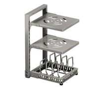Organisateur d’Armoire en Acier Carbone Maxcook, Support de Couvercles et Poêles à 3 Niveaux Réglables, Rangement Robuste pour Batteries de Cuisine, Adapté aux Casseroles, Poêles et Couvercles 23×28×4