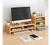 Organisateur D’étagère De Bureau en Bois équipé D’Un Support Surélevé De Moniteur, Augmenter La Profondeur pour Un Plus Grand Stockage, étagère De Burea, Wood Color, A