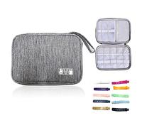 Organisateur d'accessoires électroniques 1 pièce et sangle de gestion de cordon en silicone de 10 pièces, sac de rangement de câble portable universel de voyage pour chargeurs et plus