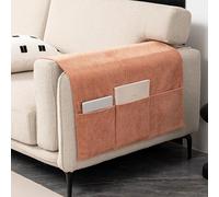 Organisateur d'accoudoir de canapé ， Sac de rangement for accoudoir canapé, avec support télécommande, multicolore, plusieurs tailles(Orange,40 * 110CM [Two pockets])