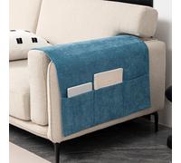Organisateur d'accoudoir de canapé ， Sac de rangement for accoudoir canapé, avec support télécommande, multicolore, plusieurs tailles(Dark Blue,40 * 110CM [Two pockets])