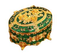 Organisateur d'anneaux de fleurs de roses, étui à bijoux ovale rétro,étui de rangement en métal vintage | Étui de rangement pour bijoux anciens avec couvercle pour boucles d'oreilles, colliers, bracel