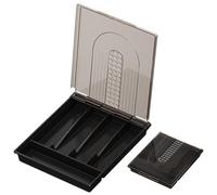 Organisateur d'argenterie avec couvercle, plateau d'ustensile couvert pour tiroir de cuisine et comptoir, couverts en plastique et boîte de rangement couverts pour cuillères couteaux fourc