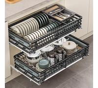 Organisateur d'armoire coulissant, organisateur de tiroirs coulissants pour armoires de cuisine, installation > 18,5" P x 21,7 P x 21,7-35,8" L, rails réglables, bac à eau,Black-465*490*135mm