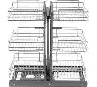 Organisateur d'armoire de cuisine avec 3 niveaux - étagères chromées coulissantes - ajout d'armoire au plafond aveugle - 6 étagères pour une organisation optimale de la cuisine