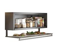 Organisateur d'armoire de cuisine rabattable, étagère de rangement à épices à 2 niveaux, support mural avec porte en verre transparent, support de finition de salle de bain (noir 23,6 x 11,8 x 18,9 po