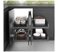 Organisateur D'Armoires à Tiroirs pour Armoire D'Angle Aveugles Rangement Pour Placard De Cuisine avec 4 Paniers & Fermeture Douce Compatible avec Ouverture à Gauche Et à Droite