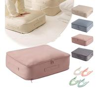 Organisateur d'auto-compression ultra peu encombrant, sacs d'emballage de compression voyage, sacs de rangement pour vêtements, couvertures scellées sous vide (Pink, L)