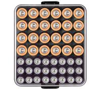 Organisateur de batteries boîte de rangement, boîte coffre-fort à batteries conteneur pour 48pcs piles AA AAA, support de batteries protecteur en plastique transparent pour voyage/maison/bureau (noir