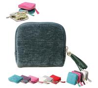 Organisateur de bijoux 2026 avec franges pour boucles d'oreilles, bagues, colliers, bracelets et autres petits bijoux avec cinq compartiments - Idéal pour les voyages (vert foncé, taille unique)