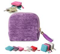 Organisateur de bijoux 2026 avec franges pour boucles d'oreilles, bagues, colliers, bracelets et autres petits bijoux avec cinq compartiments - Idéal pour les voyages (violet clair, taille unique)