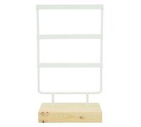 Organisateur de Bijoux, 36 Trous en Métal pour Boucles d'oreilles, Présentoir à Bijoux, Petit Présentoir à Bijoux, Présentoir de Bracelet, Support de Collier avec Base en Bois