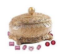 Organisateur De Bijoux Antique - Habit D'ornement Rétro Européen, Coffre Au Poivre Du Transformé | De Rangement De L'héritage Ovale, Cercueil Décoratif Rustique, Boîte De Collection Art