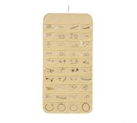 Organisateur de bijoux avec 80 poches avec cintre rotatif à 360 degrés pour accrocher sur un poteau de placard ou un mur avec PVC transparent pour une sélection de bijoux sans effort (beige)