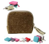 Organisateur de bijoux avec franges et plusieurs couches pour boucles d'oreilles, bagues, colliers, bracelets et autres petits bijoux avec cinq compartiments - Idéal pour les voyages (bronze, taille