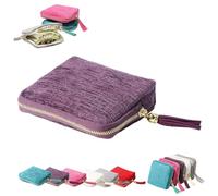 Organisateur de bijoux avec franges pour boucles d'oreilles, bagues, colliers, bracelets et autres petits bijoux avec cinq compartiments - Idéal pour les voyages (violet, taille unique)