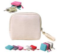 Organisateur de bijoux avec franges pour boucles d'oreilles, bagues, colliers, bracelets et autres petits bijoux avec cinq compartiments - Idéal pour les voyages (beige, taille unique)