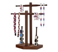 Organisateur de bijoux en bois avec médaillon pour bagues, colliers, boucles d'oreilles et bracelets, idéal pour chambre à coucher, vanity, cabinet, dorm et appartement