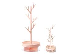 Organisateur de Bijoux en Forme D'arbre, Présentoir à Bijoux Rose, Présentoir à Bijoux Avec Plateau Rotatif, Présentoir Organisateur en Plastique, Peut Etre Utilisé Comme Décoration de Bibliothèque