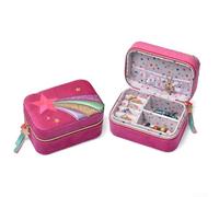 Organisateur de bijoux en velours avec broderie détaillée, portable et compact pour les bagues et les oreilles, doublure intérieure douce pour protéger les accessoires précieux