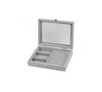 Organisateur de bijoux en velours avec couvercle en verre, 3 grilles + 7 emplacements pour bagues Herzberg HG05330