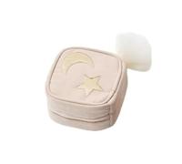 Organisateur De Bijoux Mini Sac Portable Avec Boule De Fourrure Fermeture Éclair Étoile Motif Pochette De Rangement,Beige,10 * 10 * 5cm
