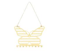 Organisateur de bijoux mural en forme de papillon, support à suspendre pour colliers, boucles d'oreilles et bracelets, 30 x 21 cm, organiseur élégant avec suspension facile pour fille et femme (doré)
