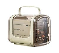 Organisateur de bijoux portable avec couvercle transparent et poignée, boîte à bijoux de grande capacité avec 4 niveaux et 2 portes latérales avec crochets for colliers, boucles d'oreilles, bagues, co