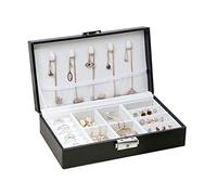 Organisateur de bijoux Voyage Boîte à bijoux Femmes Cuir Rectangle Collier Anneaux Boucles d'oreilles Boîte de rangement Organisateur Présentoir Boîtes cadeaux Étui pour femmes Boîte à bijoux (Couleur